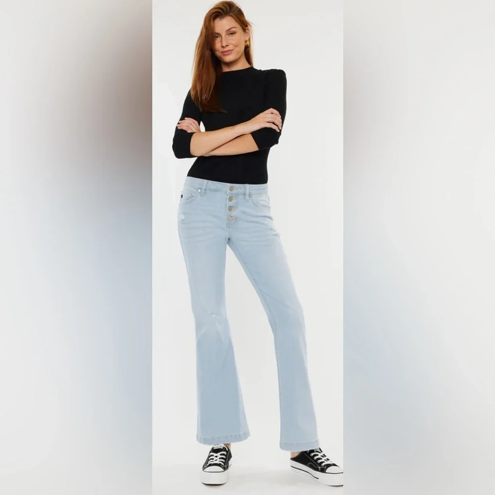 NEW KANCAN Saylor Mid Rise Flare Jeans (Petite) SIZE 15 - Picture 1 of 4